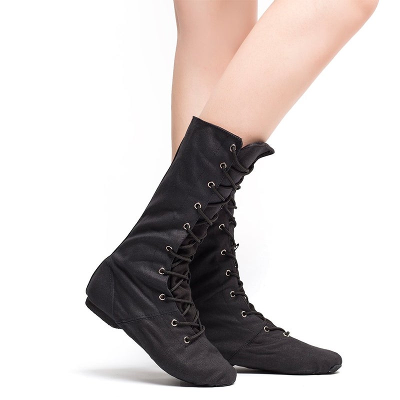 MSMAX Adult Dance Boots High Top Ballet Jazz Dancing Sneakers Black 7.5 M US Women - Image 4